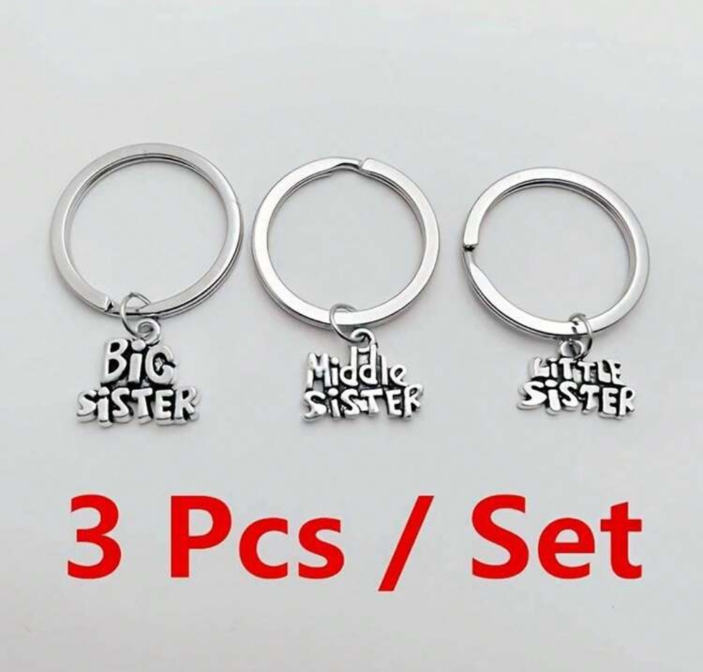 3/$25 Big Sister Middle Sister Little Sister 3 Piece Set Keychain NEW